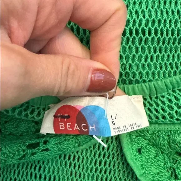 NWOT Free People Beach Madagascar Faux Crochet Coverup in Green Large - Picture 8 of 10